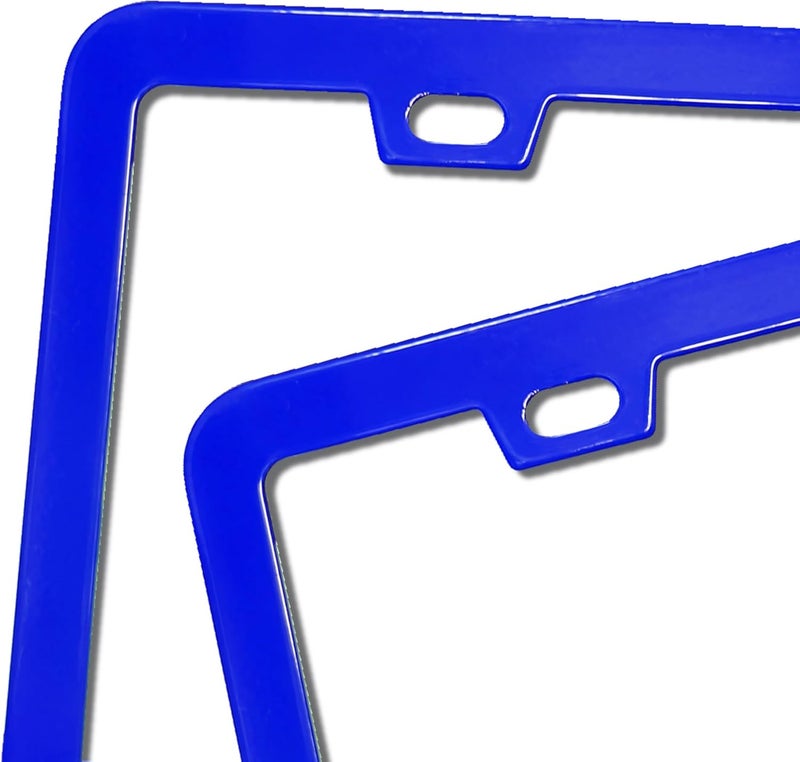 ZukMi 2 Pack License Plate Frame for Car Matte Metal Aluminum Rust-Proof License Plate Holder Cover Gloss Black Front Rear Number Tag Frame for Men Women Universal Fit (Blue) - Image 3